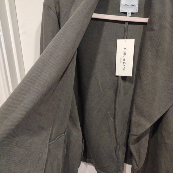 NWT Culture Code Women's Olive Green Jacket Sz 3X-Ruched Sleeves-Boho Western - Picture 4 of 8